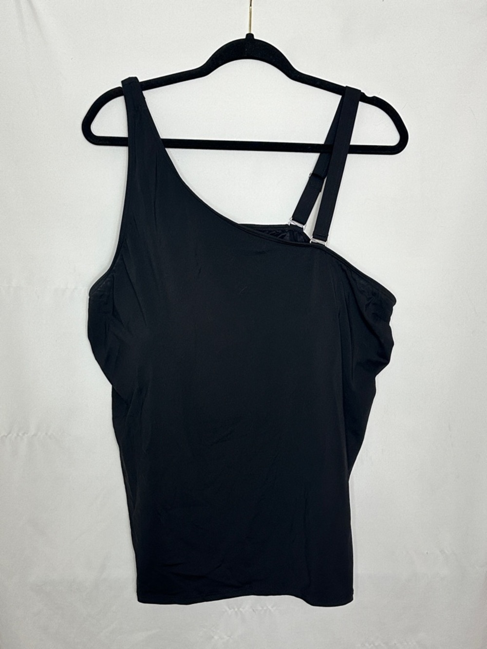 NWT Lands End Black One-Shoulder Tankini Swim Top